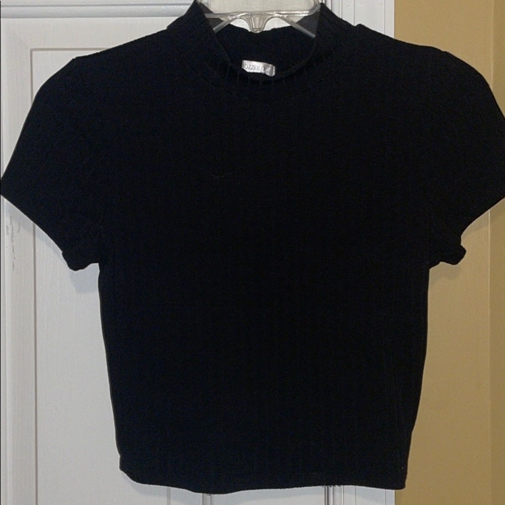 Black high neck ribbed crop top